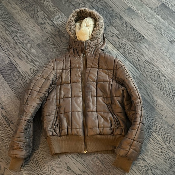 Tommy Hilfiger tan brown bumper puffer jacket Sz S - Picture 3 of 15